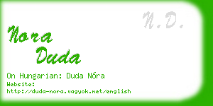 nora duda business card